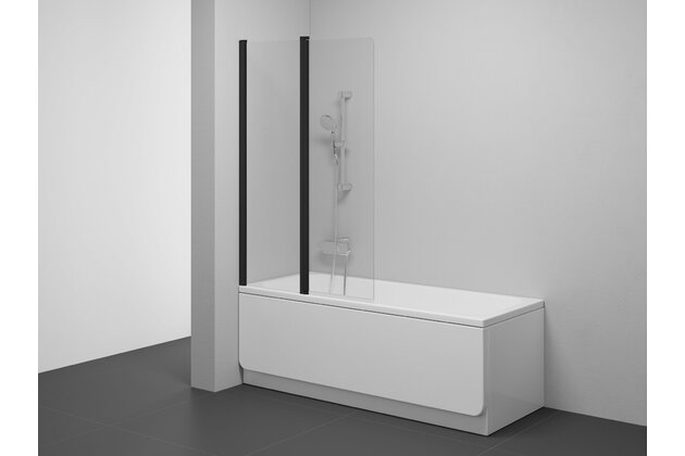 Vanová zástěna Ravak Chrome CSV2 100 dvoudílná pohyblivá, levá, černá/transparent, 7QLA0300Z1