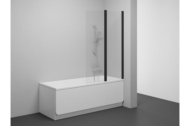 Vanová zástěna Ravak Chrome CSV2 100 dvoudílná pohyblivá, pravá, černá/transparent, 7QRA0300Z1