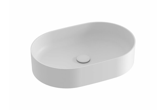 Umyvadlo Ravak Ceramic Slim 55 O keramické na desku nebo skříňku tenkostěnné, bez přepadu, bílé mat, XJX0E155000