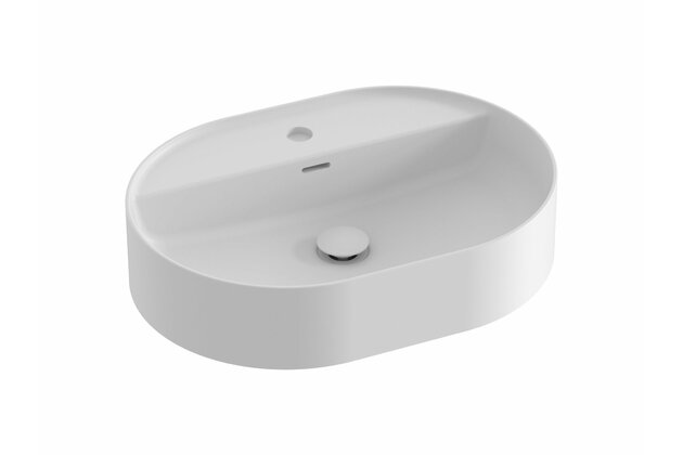 Umyvadlo Ravak Ceramic Slim Shelf 55 O keramické na desku nebo skříňku tenkostěnné, bez přepadu, bílé mat, XJX0E155001