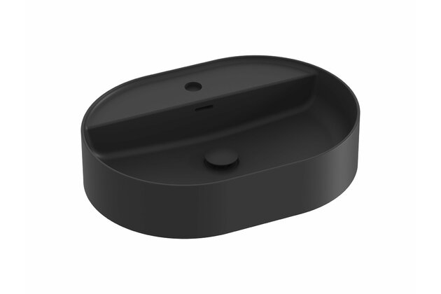 Umyvadlo Ravak Ceramic Slim Shelf 55 O keramické na desku nebo skříňku tenkostěnné, bez přepadu, černé mat, XJX0D155002