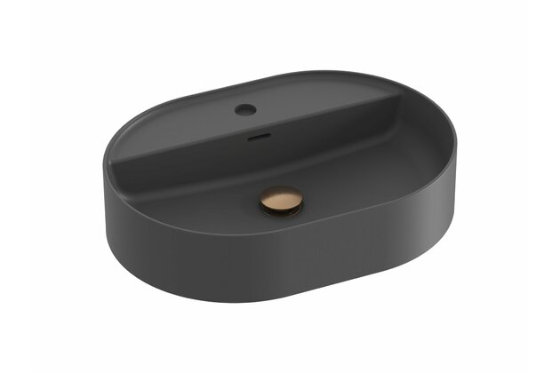 Umyvadlo Ravak Ceramic Slim Shelf 55 O keramické na desku nebo skříňku tenkostěnné, bez přepadu, antracit, XJX03155001