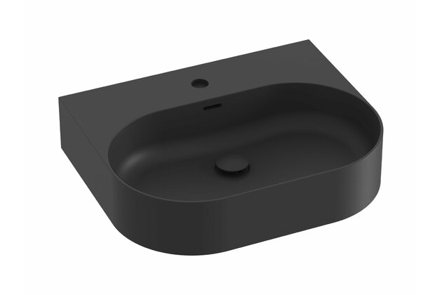 Umyvadlo Ravak Ceramic Slim Wall 55 O keramické na zeď, desku nebo skříňku tenkostěnné, bez přepadu, černé mat, XJX0D155003