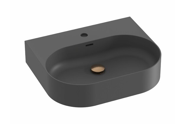 Umyvadlo Ravak Ceramic Slim Wall 55 O keramické na zeď, desku nebo skříňku tenkostěnné, bez přepadu, antracit, XJX03155002