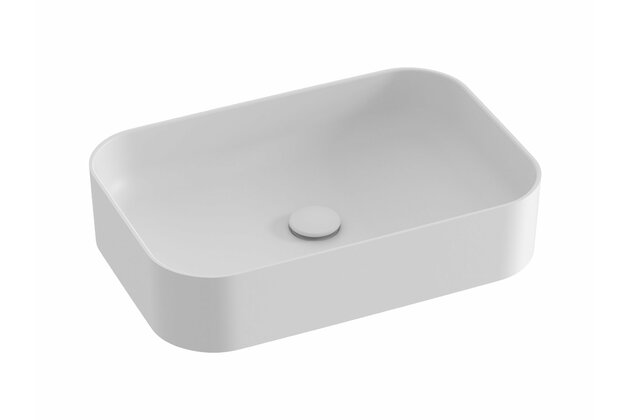 Umyvadlo Ravak Ceramic Slim 55 R keramické na desku nebo skříňku tenkostěnné, bez přepadu, bílé mat, XJX0E155004