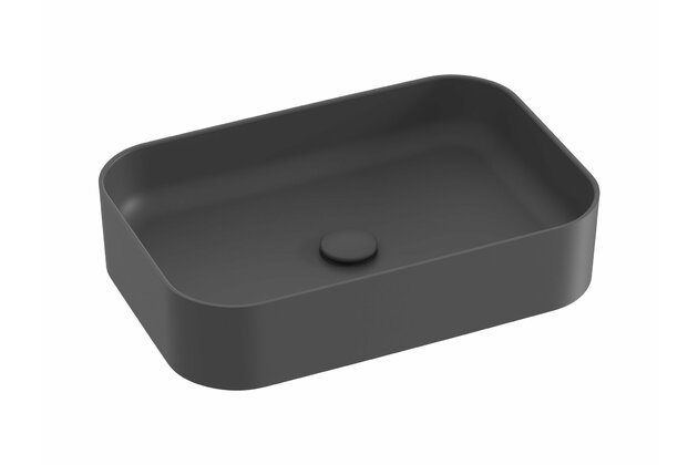 Umyvadlo Ravak Ceramic Slim 55 R keramické na desku nebo skříňku tenkostěnné, bez přepadu, antracit, XJX03155003