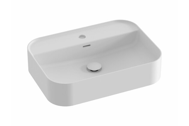 Umyvadlo Ravak Ceramic Slim Shelf 55 R keramické na desku nebo skříňku tenkostěnné, bez přepadu, bílé mat, XJX0E155005