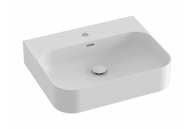 Umyvadlo Ravak Ceramic Slim Wall 55 R keramické na zeď, desku nebo skříňku tenkostěnné, bez přepadu, bílé mat, XJX0E155006