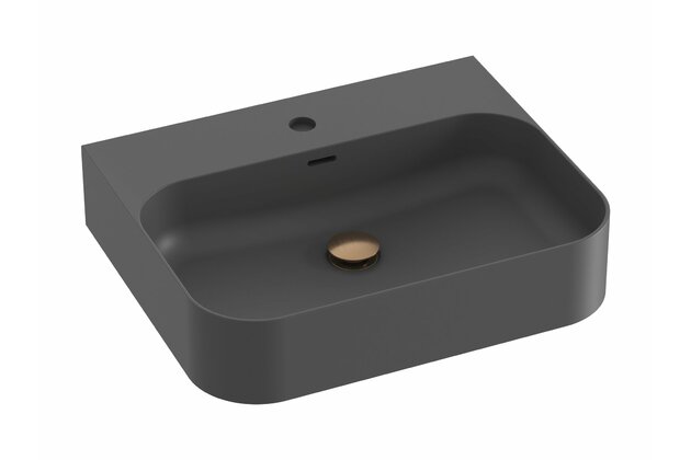 Umyvadlo Ravak Ceramic Slim Wall 55 R keramické na zeď, desku nebo skříňku tenkostěnné, bez přepadu, antracit, XJX03155005