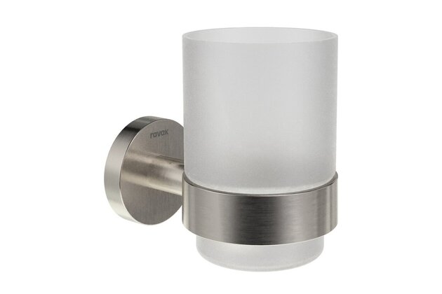 Ravak Kona držák se skleničkou, kartáčovaná nerez, X07P1296