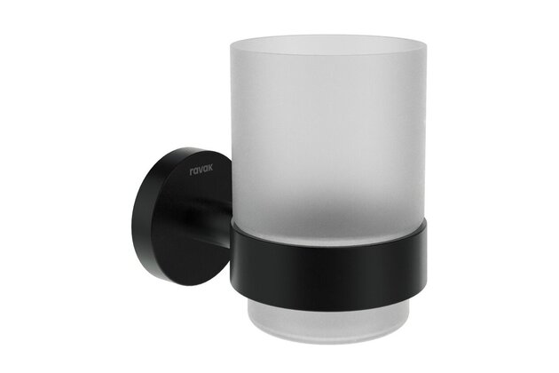 Ravak Kona držák se skleničkou, černá mat, X07P1309