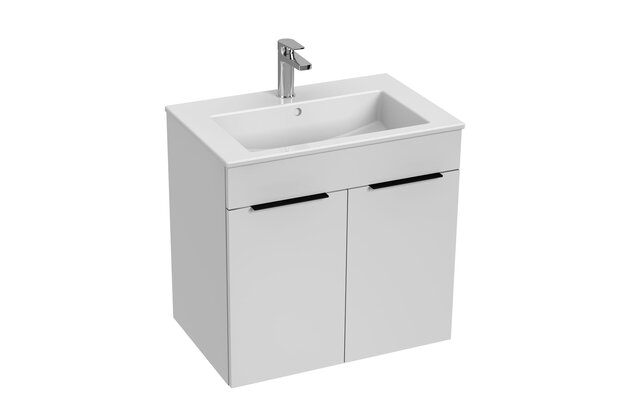 Skříňka Jika Cube 65 s umyvadlem Cube, bílá, úchytky antracit, H4536011763001