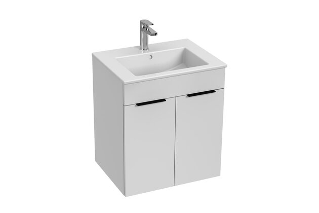 Skříňka Jika Cube 55 s umyvadlem Cube, bílá, úchytky antracit, H4536111763001