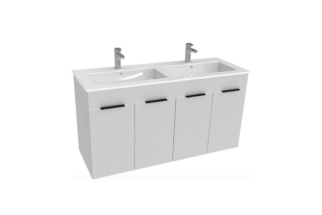 Skříňka Jika Cube 120 s umyvadlem Cube, bílá, úchytky antracit, H4536611763001