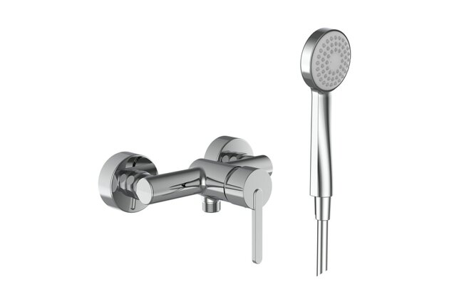 Lua sprchová nástěnná páková baterie s ruční sprchou 80 mm, 1 funkce a syntetickou sprchovou hadicí 1600 mm, chrom H3310810041311