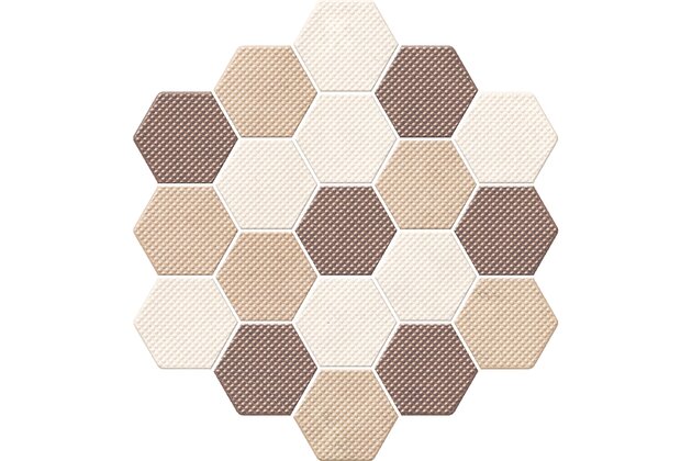 Dekor El Molino hexagon trail mix-marron struktura mat 21x23