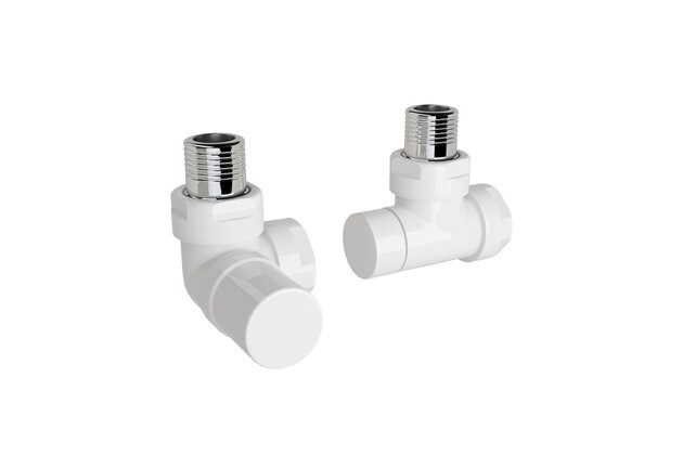 Ventil Zehnder úhlový rohový, rohové šroubení pro zpátečku 1/2", Set I, bílá, Z-838991