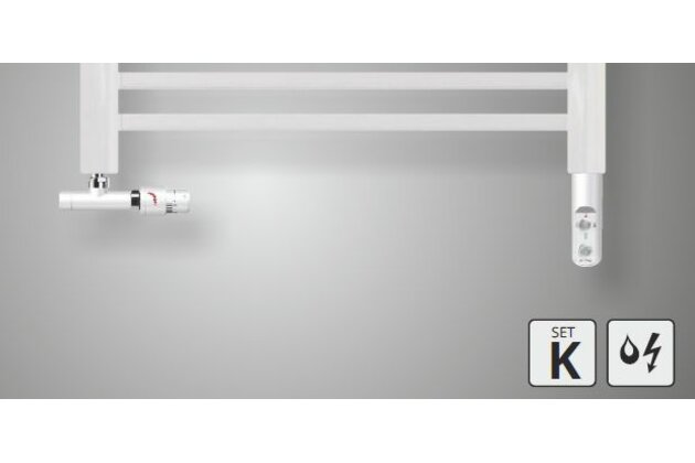 Sada připojení Zehnder pro kombinované vytápění, s toupnou tyčí 600 W, Set K, bílá