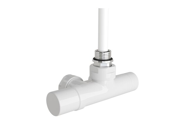 Armatura Zehnder 1-bodová rohová 1/2", s regulační hlavicí vlevo, Set M, bílá, Z-839021