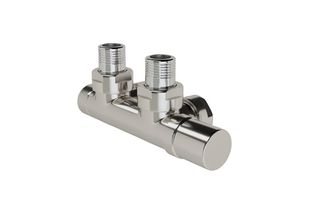 Armatura Zehnder rohová 1/2", s ruční regulační hlavicí vpravo, Set P, nerezová ocel, Z-839090