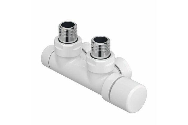 Set P armatura rohová, rozteč 50 mm, s regulační hlavicí vpravo, bílá Z-839051