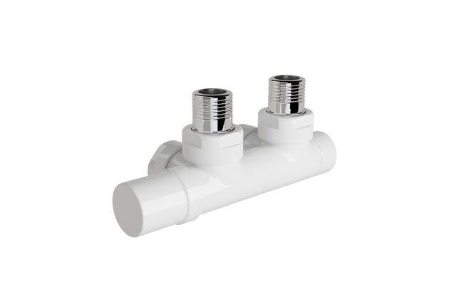 Armatura Zehnder rohová 1/2", s regulační hlavicí vlevo, Set Q, bílá, Z-839101