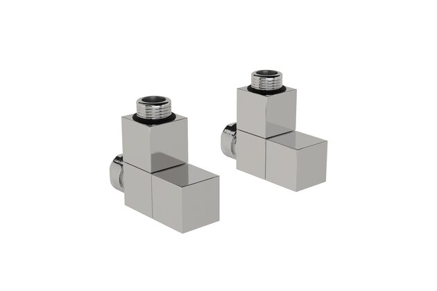 Ventil Zehnder rohový, šroubení pro zpátečku 1/2", se čtvercovou rukojetí, Set W, chrom, Z-839198