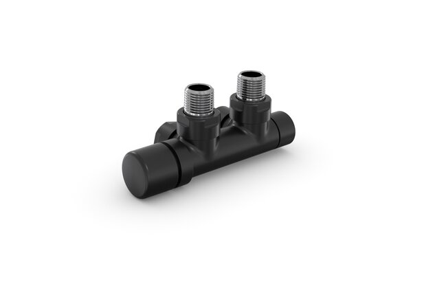 Set Q armatura rohová, rozteč 50 mm, s regulační hlavicí vlevo RAL0557 Z-839109