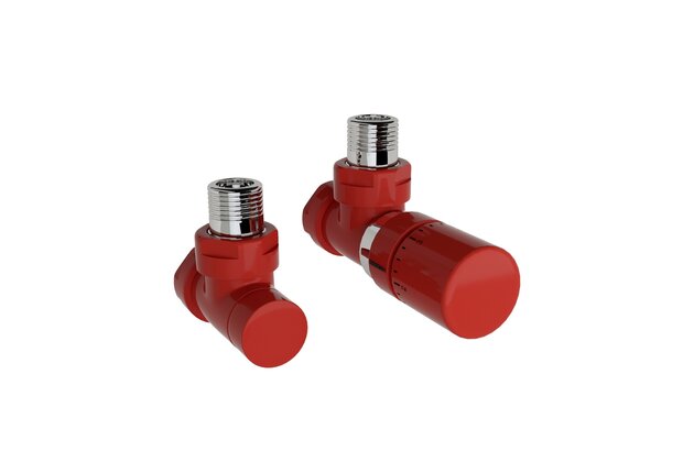 Ventil Zehnder rohový, šroubení pro zpátečku 1/2", s termostatickou hlavicí Design Line, Set B, barevná, Z-839439