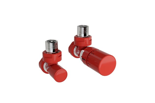 Ventil Zehnder rohový, šroubení pro zpátečku Standard 1/2", s termostatickou hlavicí Design Line, Set A, barevná, Z-839679