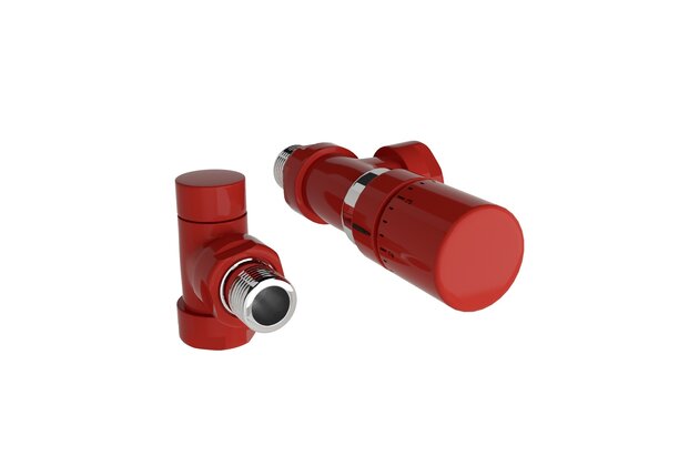 Ventil Zehnder axiální, rohové šroubení pro zpátečku 1/2", s termostatickou hlavicí Design Line, Set D, barevná, Z-839699