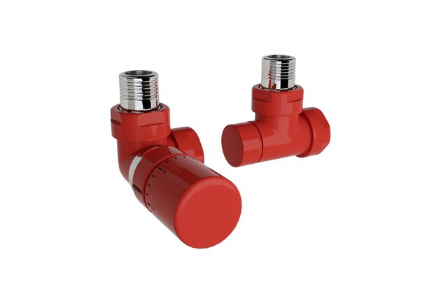 Ventil Zehnder úhlový rohový, rohové šroubení pro zpátečku 1/2", s termostatickou hlavicí Design Line, Set I, barevná, Z-839729