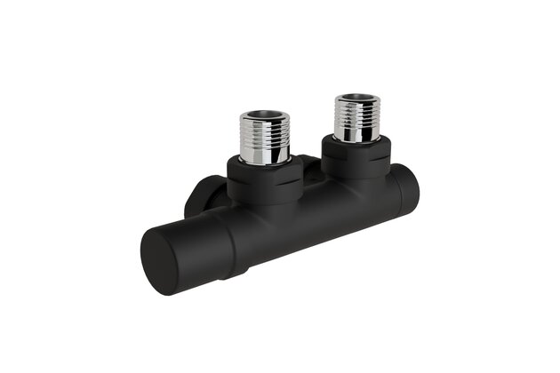 Armatura Zehnder rohová 1/2", s ruční regulační hlavicí vlevo, Set Q, RAL 0557 black matt, Z-839109-0557