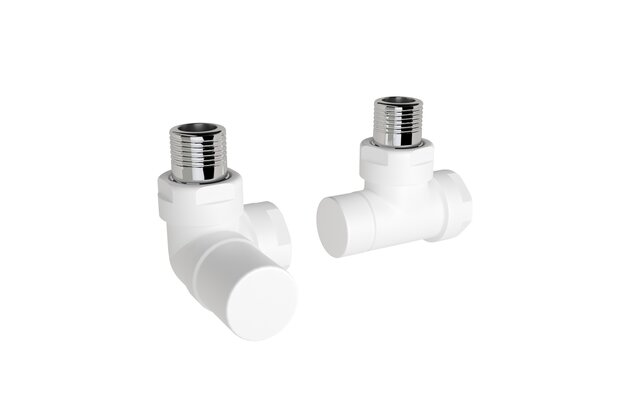 Ventil Zehnder úhlový rohový, rohové šroubení pro zpátečku 1/2", Set I, RAL 0556 white matt, Z-839659-0556