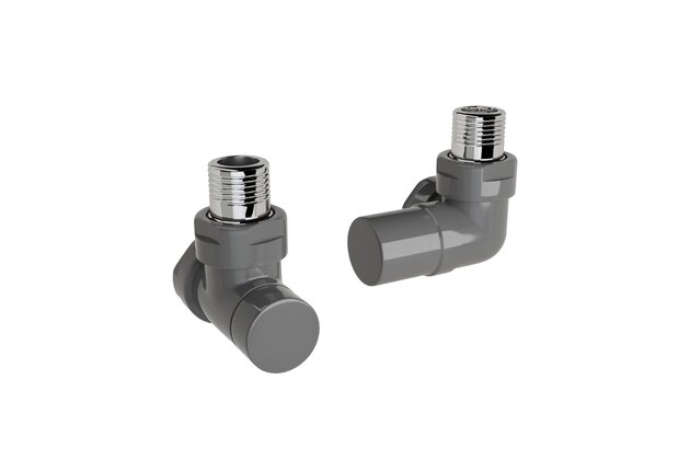 Ventil Zehnder úhlový rohový, rohové šroubení pro zpátečku 1/2", Set G, RAL 0346 anthracite, Z-839669-0346