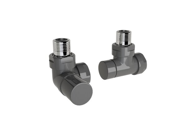 Ventil Zehnder úhlový rohový, rohové šroubení pro zpátečku 1/2", Set I, RAL 0346 anthracite, Z-839659-0346