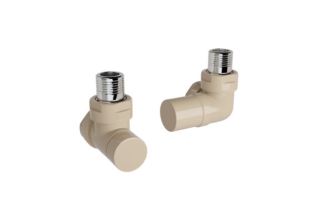 Ventil Zehnder úhlový rohový, rohové šroubení pro zpátečku 1/2", Set G, RAL 0523 beige quartz, Z-839669-0523
