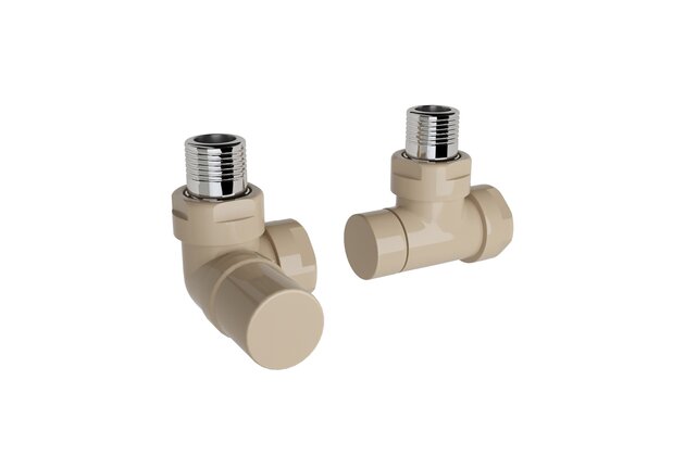Ventil Zehnder úhlový rohový, rohové šroubení pro zpátečku 1/2", Set I, RAL 0523 beige quartz, Z-839659-0523