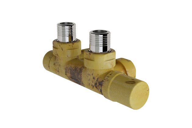 Armatura Zehnder rohová 1/2", s ruční regulační hlavicí vpravo, Set P, leptaná mosaz, Z-839070