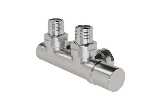 Armatura Zehnder rohová 1/2", s ruční regulační hlavicí vpravo, Set P, aluminium, Z-839080