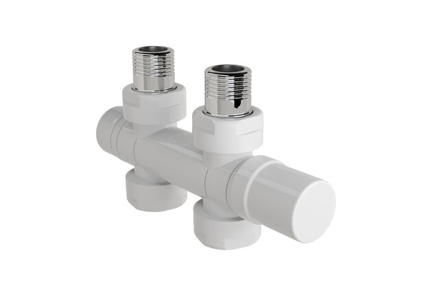 Armatura Zehnder variabilní 1/2", otočitelná pro přímé/rohové provedení, Set U, bílá, Z-839171