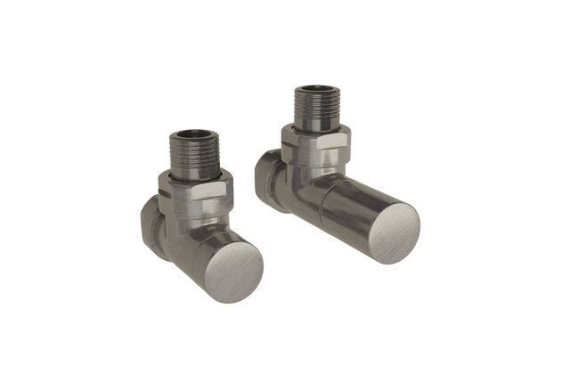 Ventil Zehnder rohový, šroubení pro zpátečku 1/2", Set 35, kartáčovaný černý chrom, Z-839540