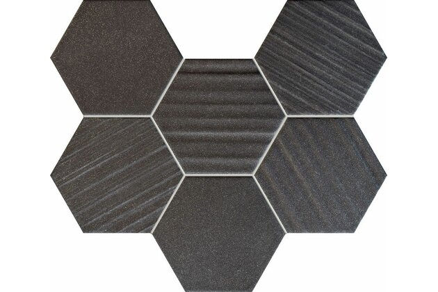 Mozaika Tubadzin Horizon hex black pololesk 22x29