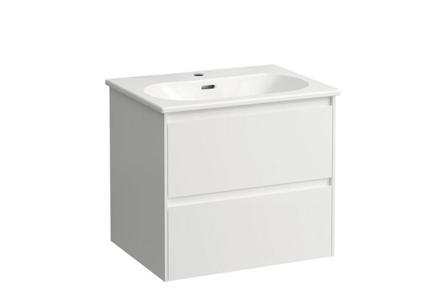 Lua umyvadlo 60 slim se skříňkou Lani 60 se 2 zásuvkami bílá mat H8600832601041