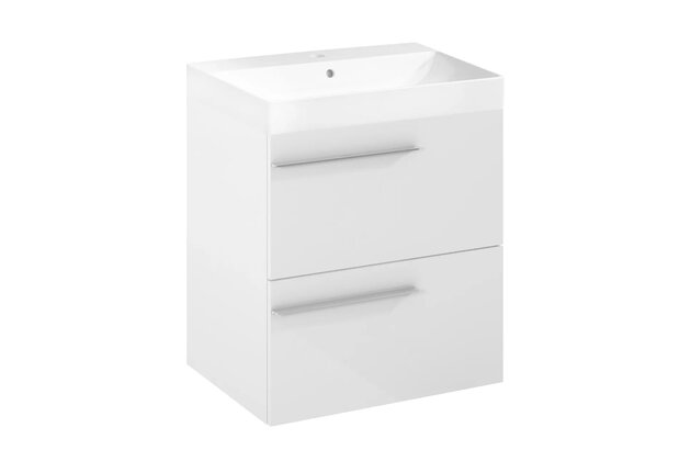 Nábytkový set Laufen Ardo 60, skříňka 60 pod umyvadlo bílá lesk, umyvadlo Ardo 60 nábytkové bílé, madlo chrom