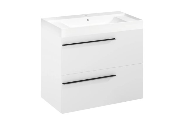 Nábytkový set Laufen Ardo 80, skříňka 80 pod umyvadlo bílá mat, umyvadlo Ardo 80 nábytkové bílé, madlo černá mat