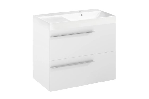 Nábytkový set Laufen Ardo 80, skříňka 80 pod umyvadlo bílá mat, umyvadlo Ardo 80 nábytkové pravé bílé, madlo chrom