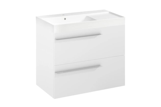 Nábytkový set Laufen Ardo 80, skříňka 80 pod umyvadlo bílá mat, umyvadlo Ardo 80 nábytkové levé bílé, madlo chrom