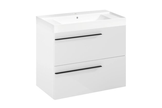 Nábytkový set Laufen Ardo 80, skříňka 80 pod umyvadlo bílá lesk, umyvadlo Ardo 80 nábytkové bílé, madlo černá mat
