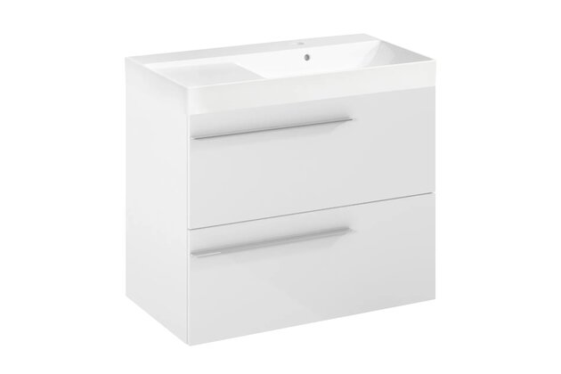 Nábytkový set Laufen Ardo 80, skříňka 80 pod umyvadlo bílá lesk, umyvadlo Ardo 80 nábytkové pravé bílé, madlo chrom